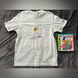 Simpsons Adidas T Shirt Bart Skateboarding Squishee w/ Book & Duff Bottle Opener